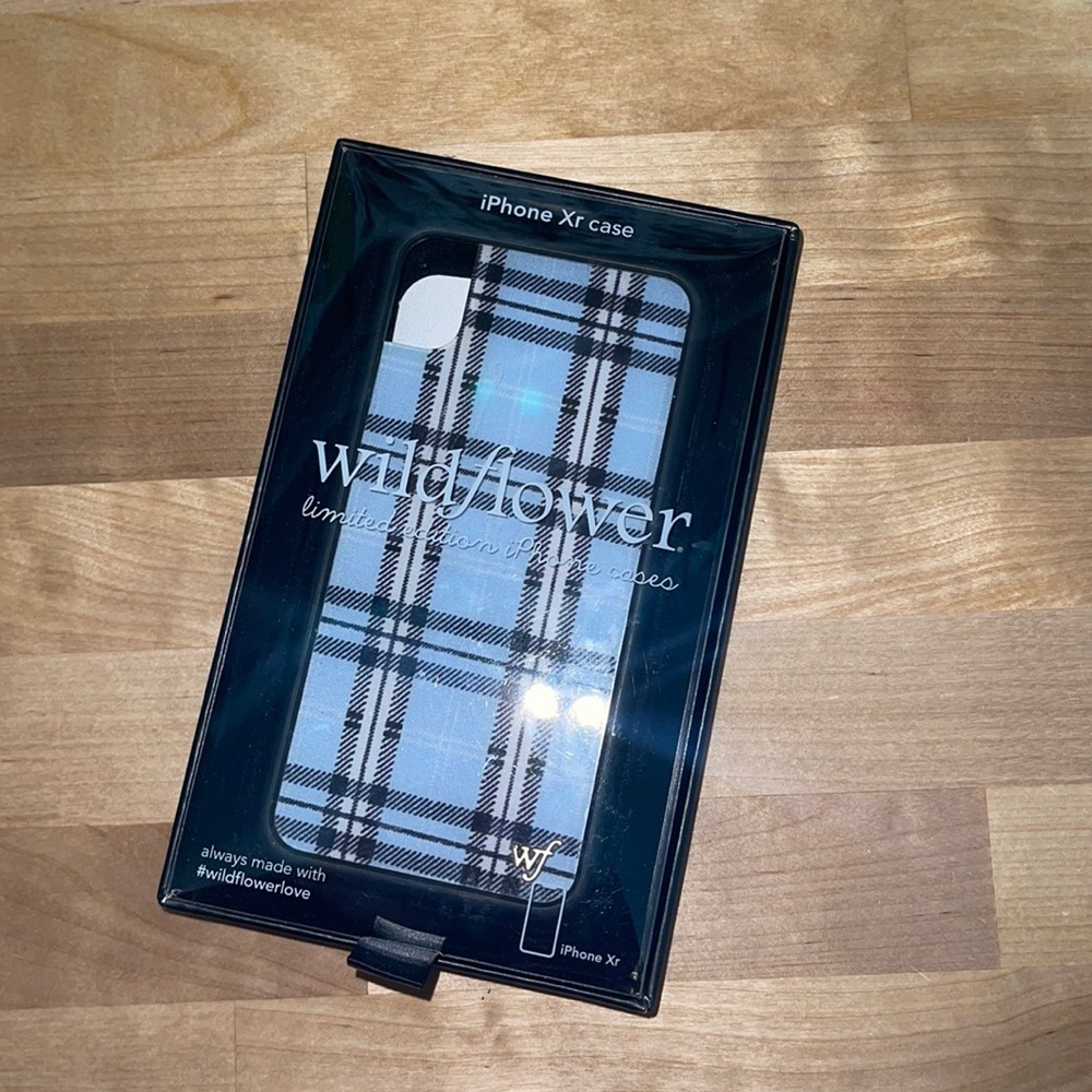 Wildflower Blue Plaid iPhone XR Case